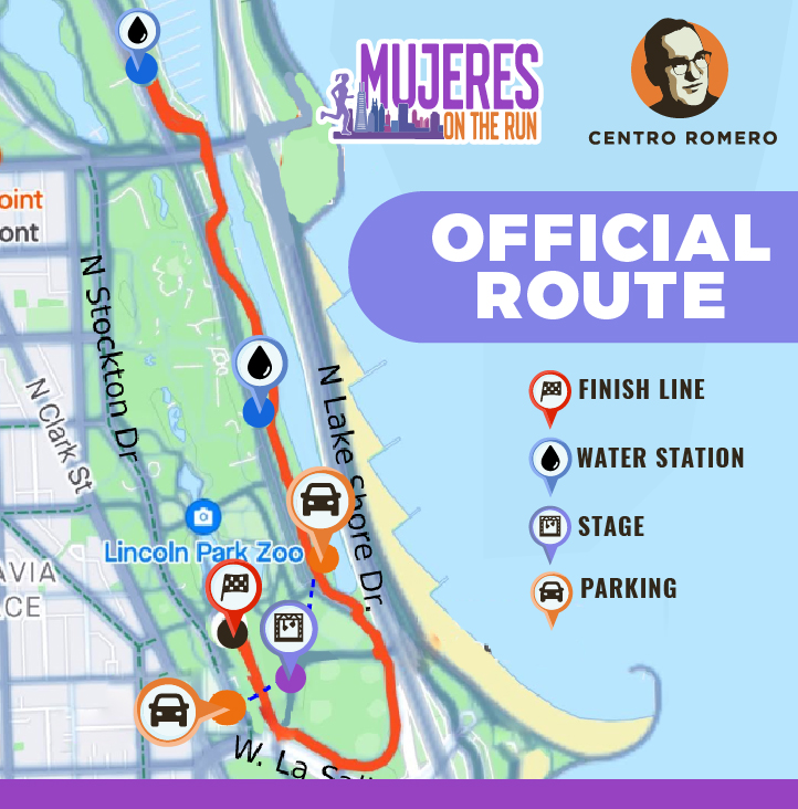 Official route 5k Mujeres on the Run Chicago Lincoln Park